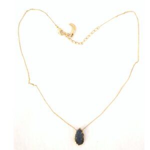 Luna Norte Blue Teardrop Gem Gold Tone Necklace Mineral 7 inch Witchy Aesthetic